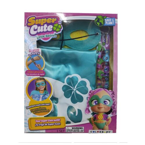 Disfraz Super Cute para niñas de color verde con antifaz y capa