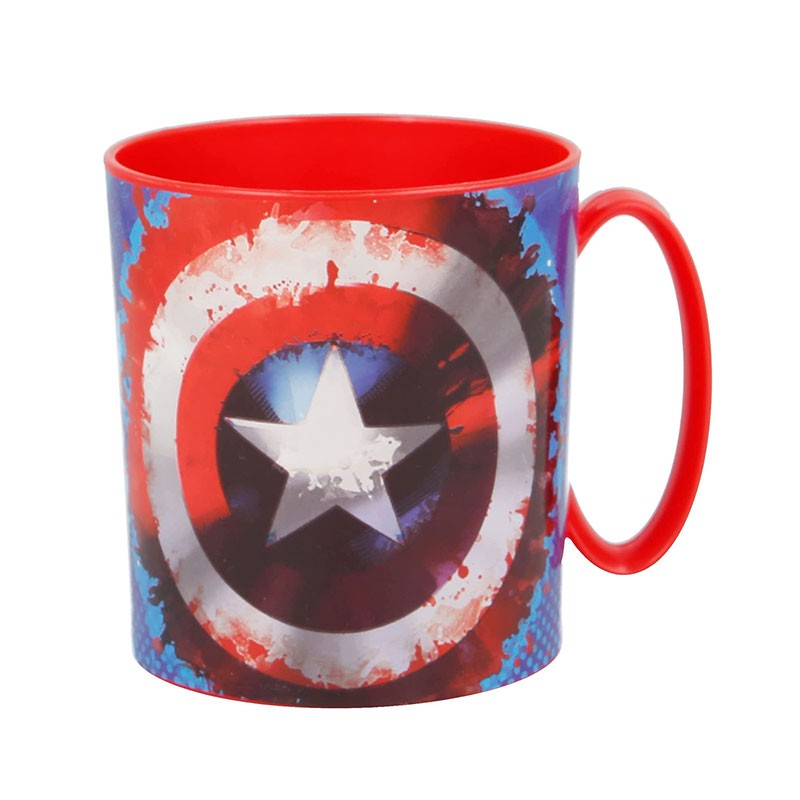 Taza infantil capitán américa de plástico con 350 ml para microondas