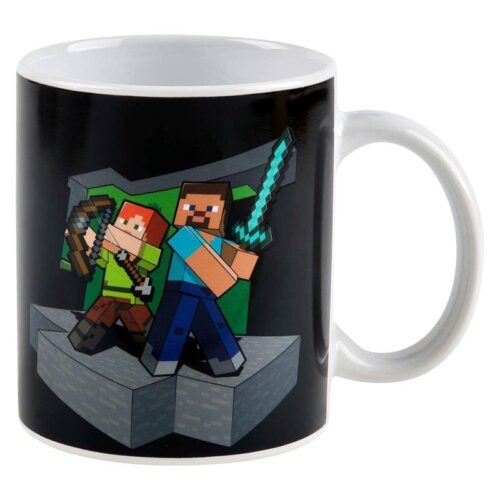 Taza de cerámica de Minecraft con personajes y cambio de color