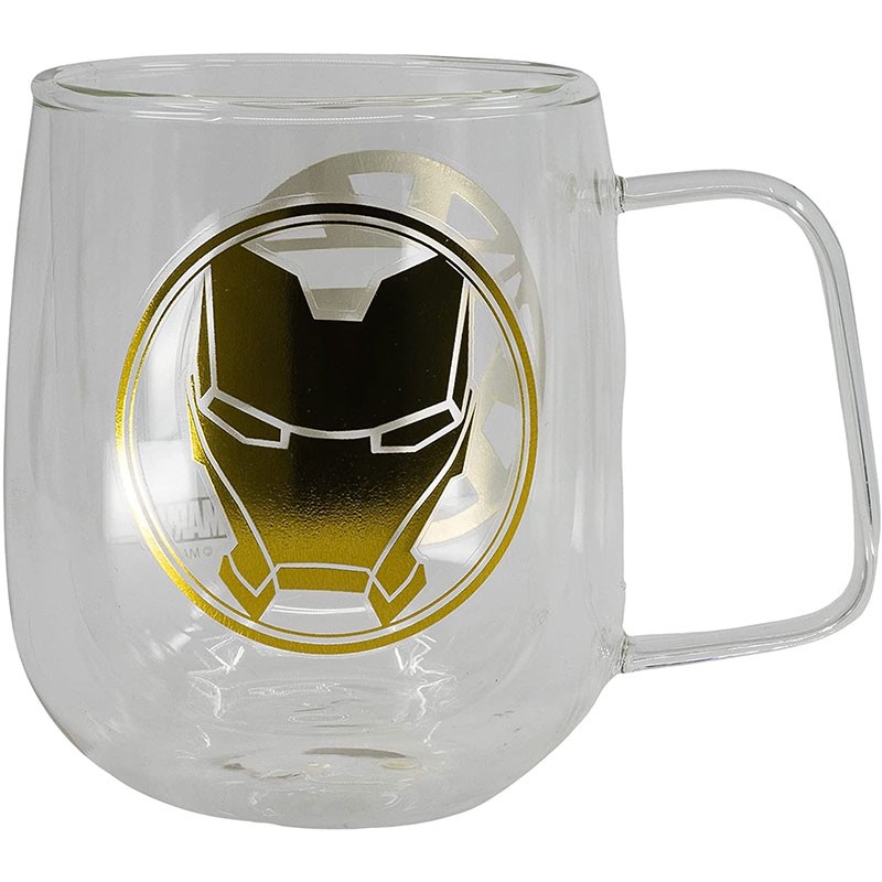 Taza de doble cristal con diseño de Ironman dorado de 290 ml Stor 2087