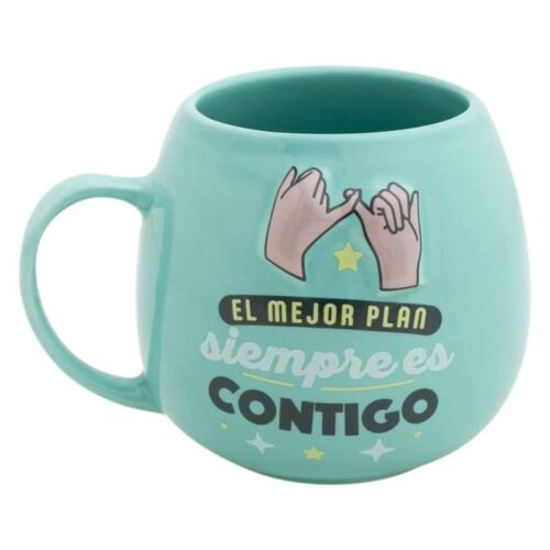 Taza Mr Wonderful verde agua El mejor plan siempre es contigo