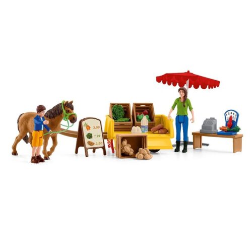 Set Schleich Tenderete de mercado móvil con caballo Farm World 42528