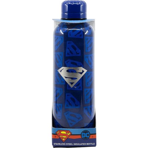 Botella simbolo superman termo de acero inoxidable de 515 ml azul
