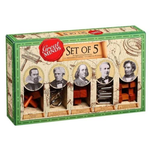 Set cinco juegos de habilidad The Great Minds rompecabezas vintage