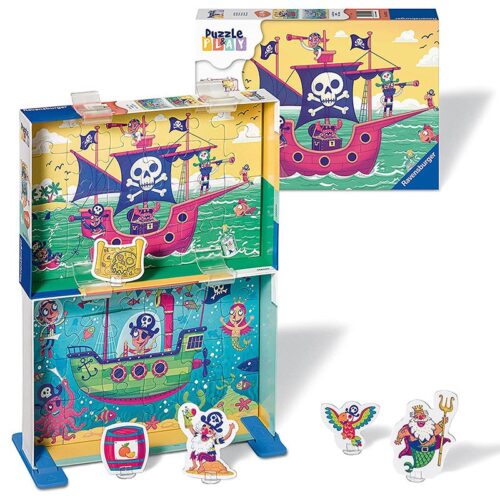 Puzzle 2×24 piezas con escenario tierra a la vista y figuras de cartón