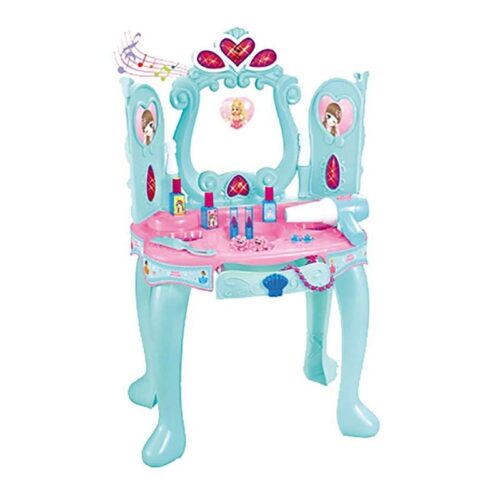 Tocador musical con luces y puertas celestes de princesa