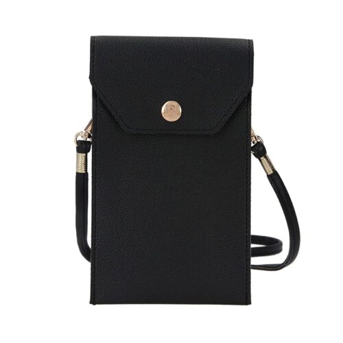 Funda para móvil negra con 3 compartimentos y correa de Top Model
