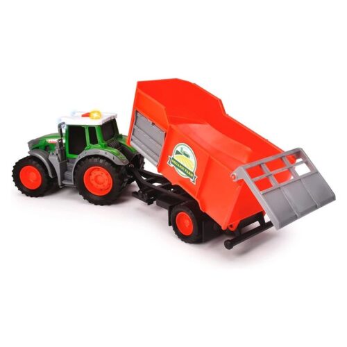 Tractor verde con remolque naranja Fendt con luces y sonido de Dickie