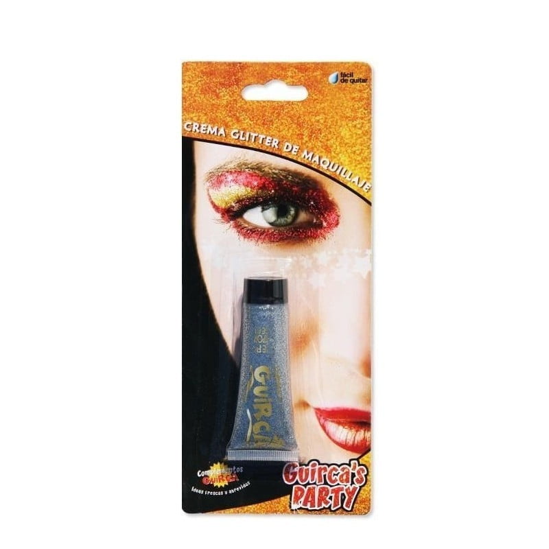 TUBO de MAQUILLAJE color PLATA CON PURPURINA - Guirca 15454