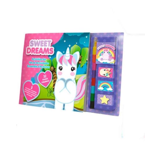 Unicornio Libro Set de Actividades con sellos Sweet Dreams con 3 tampones