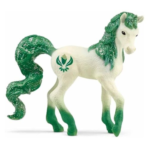 Figura unicornio verde tatuaje cristal alas purpurina Schleich 70765