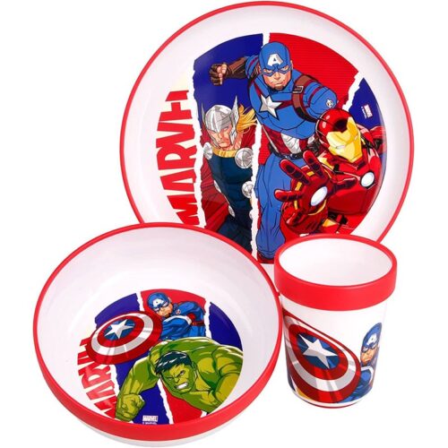 Vajilla infantil de los vengadores Marvel antideslizante con 3 piezas