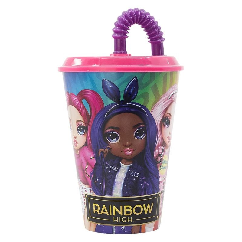 Vaso infantil con caña Easy arcoíris de Rainbow High con 430 ml