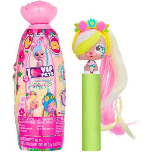Bote VIP Pets Spring Vibes serie 3 con perrita sorpresa con pelo largo