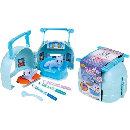 Playset Iglú ártico de Washimals con mascotas lobo y foca para pintar