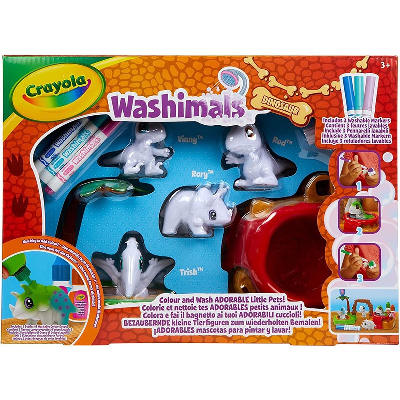 Set 4 dinosaurios de Washimals para personalizar y pintar de Crayola