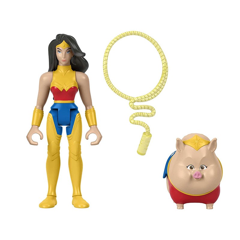 DC Liga de Supermascotas figura Wonder Woman con lazo y cerdito PB
