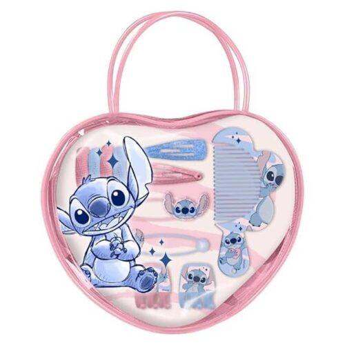 Bolso infantil corazón de Disney Stitch con accesorios para el pelo