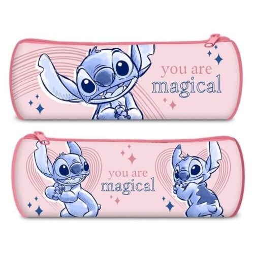 Estuche portatodo redondo de Stitch personaje de Disney con cremallera