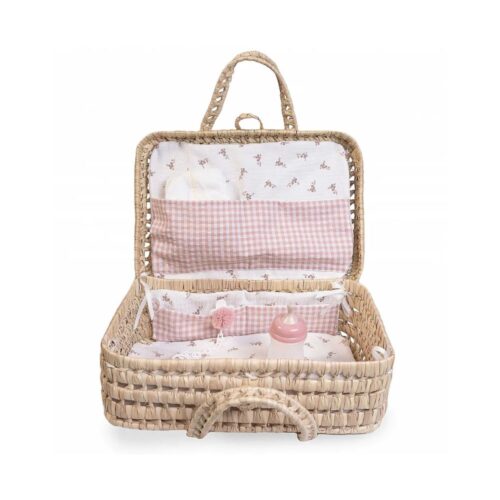 Maleta de palma de flores y vichy complemento de Antonio Juan 92321