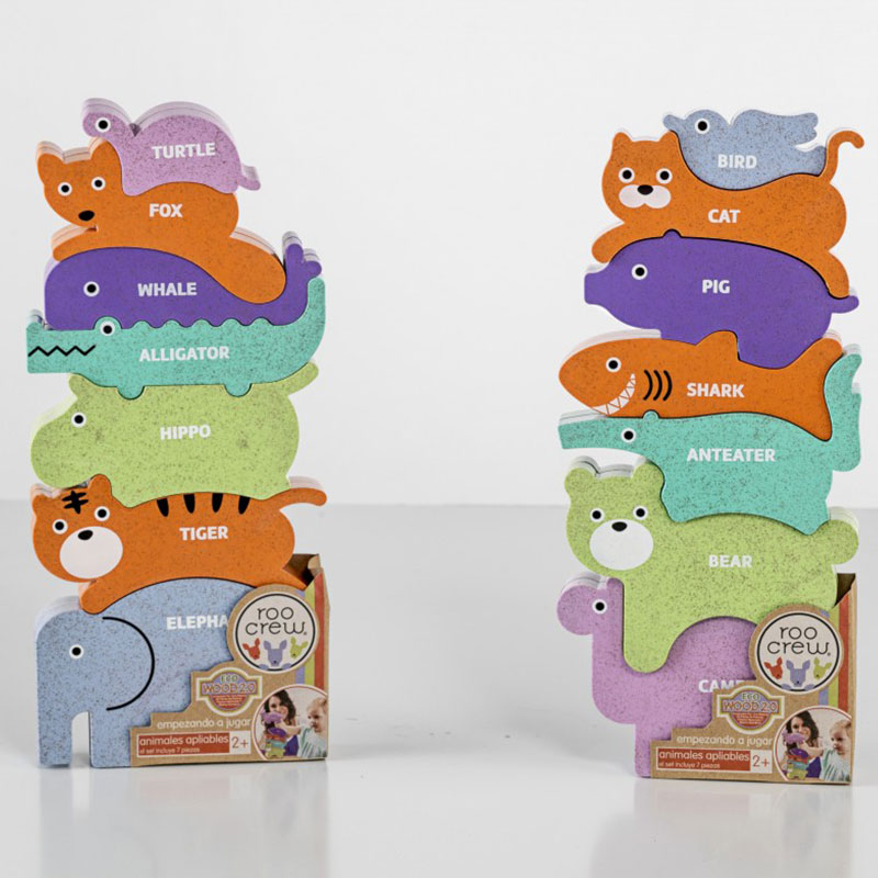 Puzzle de animales apilable con 7 piezas de madera modelos surtidos