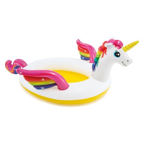 Piscina unicornio hinchable con chorros de agua de Intex