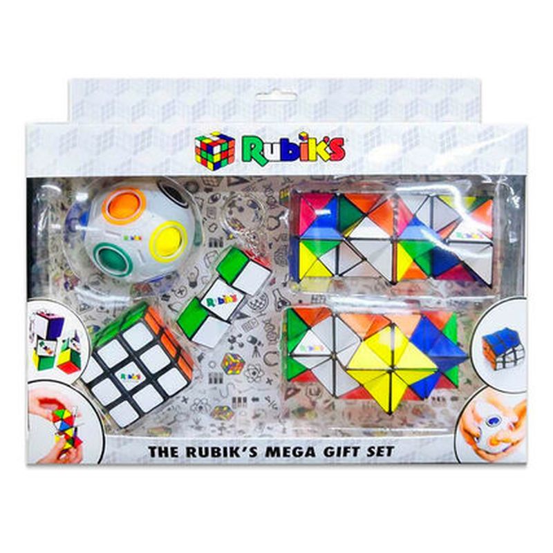 Rubiks Pack de regalo con 5 piezas diferentes con llavero y squeeze
