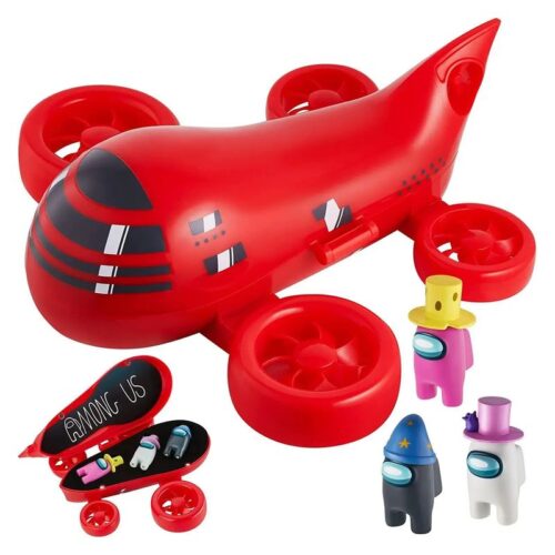 Nave espacial de Among Us roja que incluye 3 figuras diferentes