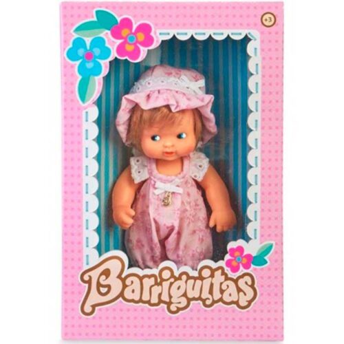 Muñeca Barriguita rubia con vestido y gorro rosa. Famosa 31578