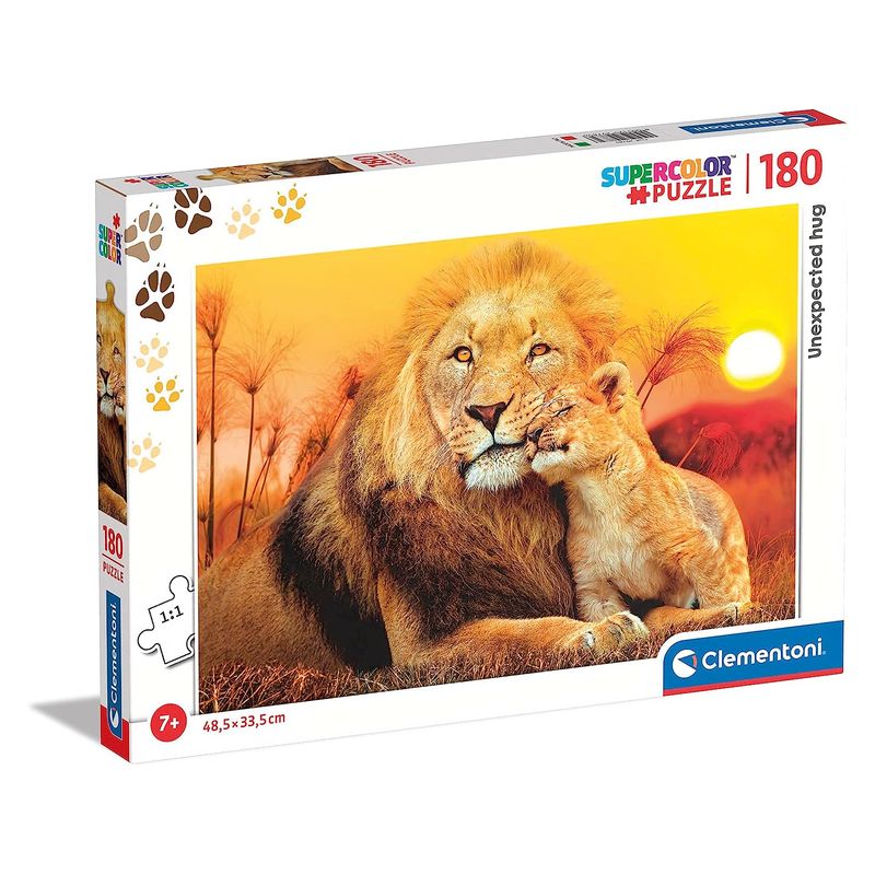 Puzzle 180 piezas imagen de abrazo de leon junto al atardecer 297885