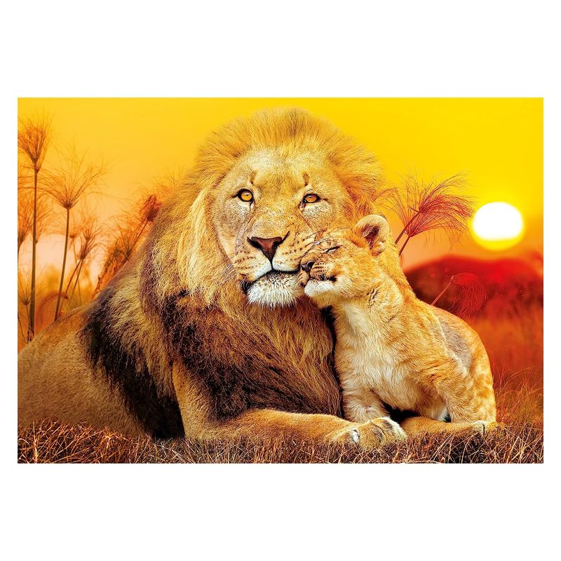 Puzzle 180 piezas imagen de abrazo de leon junto al atardecer 297885 - Imagen 2