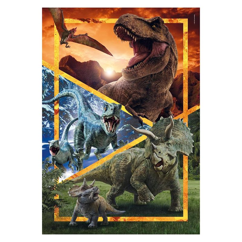 Puzzle 104 piezas con 3 imagenes de dinosaurios Jurassic World 27181 - Imagen 2