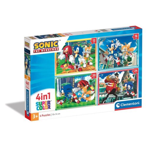 Puzzle infantil progresivo 4 en 1 con imagenes del erizo Sonic 21522