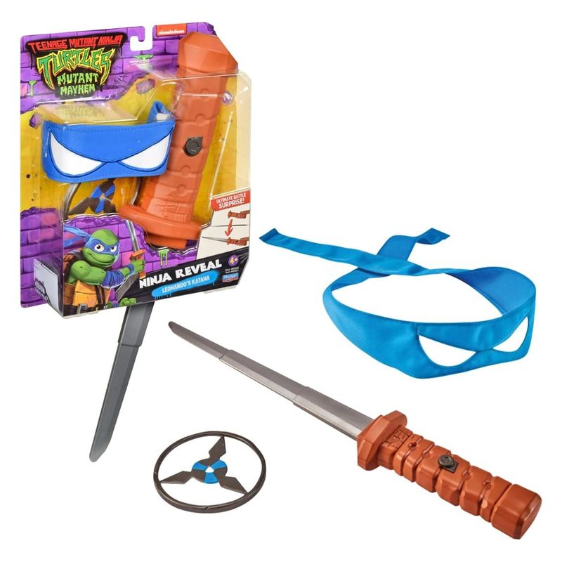 Ninja reveal katana de Leonardo tortugas ninjas con antifaz color azul