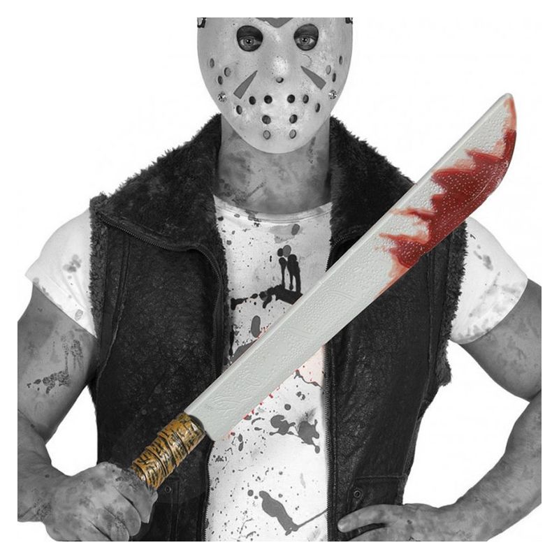 Machete con sangre de 74cm perfecto para complementar tu disfraz