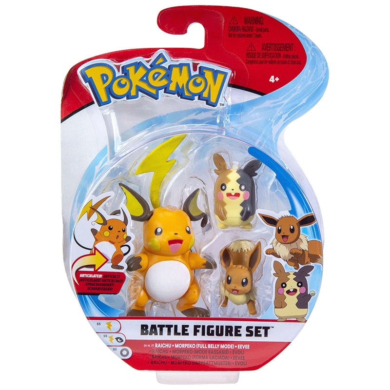 Multipack Batalla Pokémon de Raichu con Eevee y Morpeko Saciado
