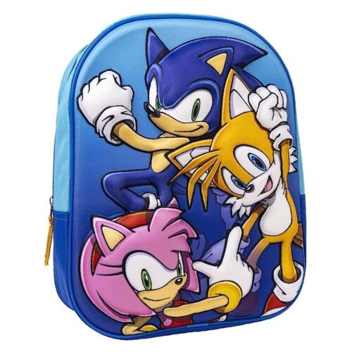 Mochila de Sonic y sus amigos Amy y Tails en 3D color azul de Cerdá