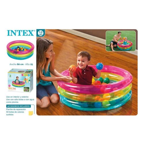 Piscina hinchable de colores con 50 bolas de colores de INTEX 48674