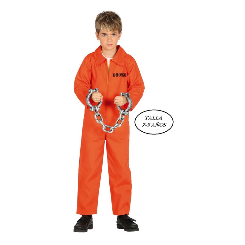 Disfraz de preso en color naranja talla de 7 a 9 años Guirca 87368 - A partir de 7 años