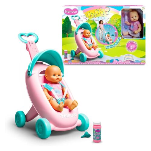 Sillita de pompas Nenuco para muñecos con bebé incluido Famosa NFN64000 – A partir de 3 años