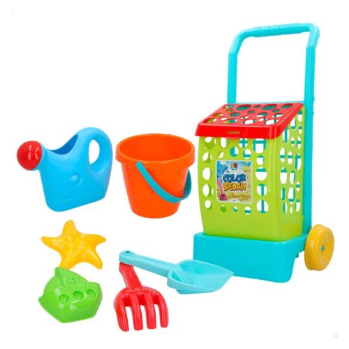 Carrito de compra verde con 7 accesorios para jugar en la playa 40655