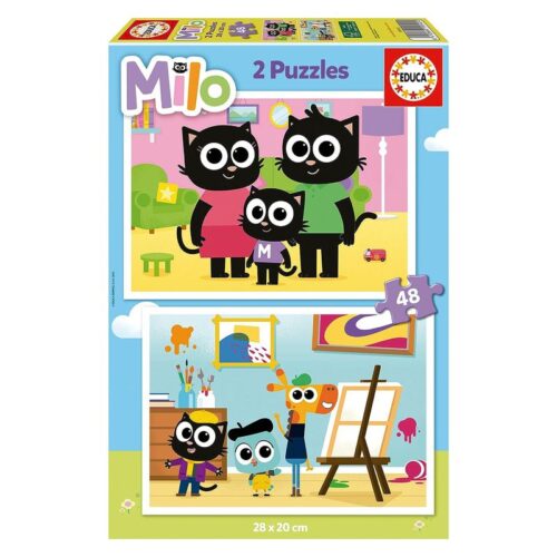 Set de 2 puzzles infantiles de 48 piezas Las imágenes de Milo y sus amigos – A partir de 4 años