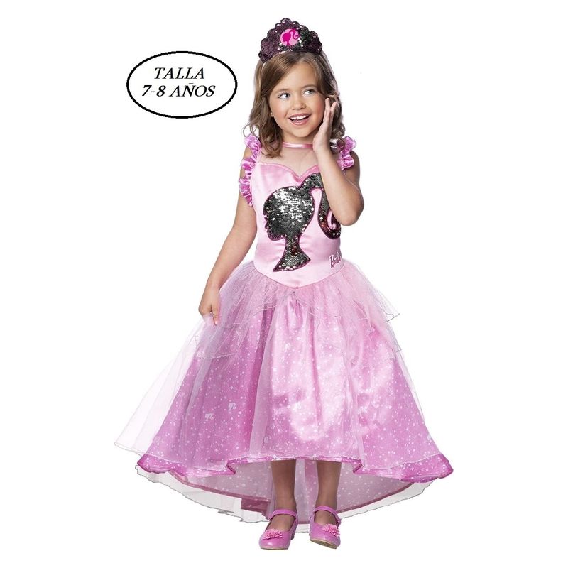 Disfraz Barbie princesa vestido lentejuelas y tiara 7-8 años 701342-S - A partir de 7 años