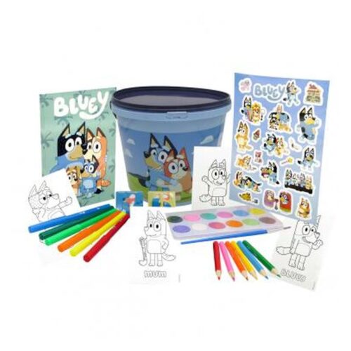 Cubo de actividades de 46 piezas Bluey con pegatinas y colores – A partir de 3 años