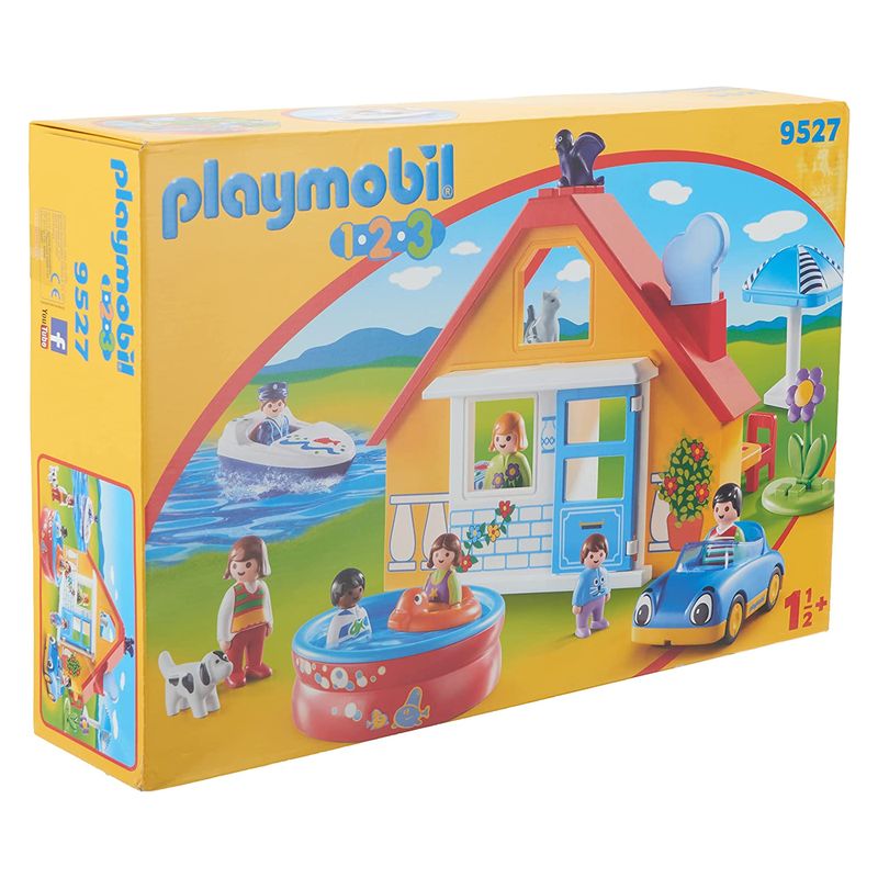 Playmobil 1 2 3 9527 Casa de vacaciones con figuras coche y accesorios