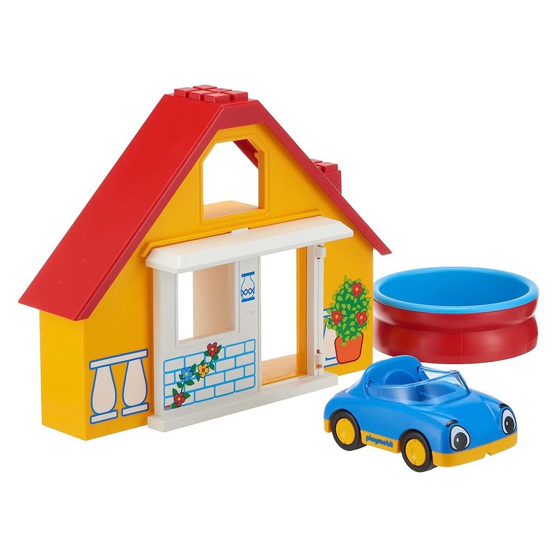 Playmobil 1 2 3 9527 Casa de vacaciones con figuras coche y accesorios - Imagen 2