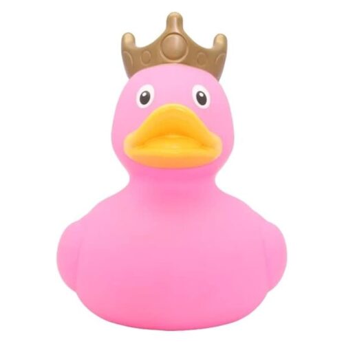 Pato de goma rosa XXL con corona 25cm LI1512 Lilalu