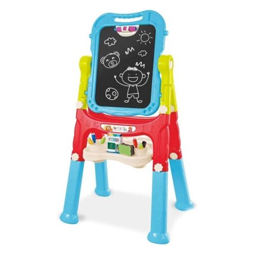 Pizarra infantil 2 en 1 con accesorios y soporte de cuatro patas – Más de 3 años