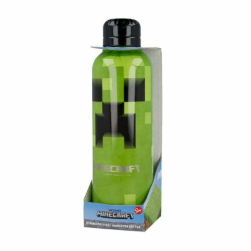 Botella termo grande de acero verde con imagen de Minecraft 515 ml 441
