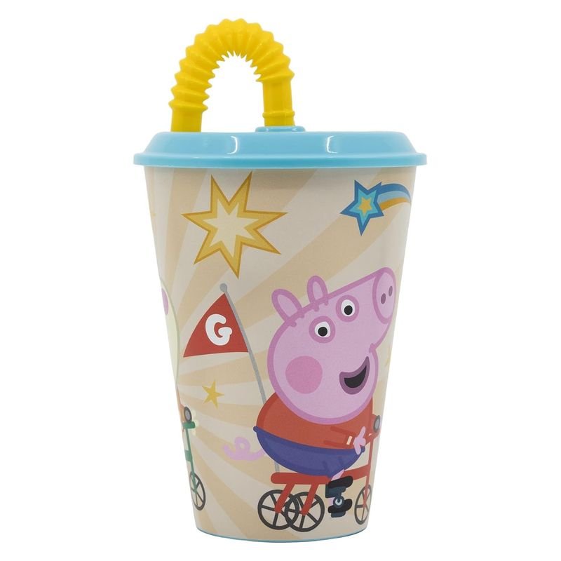 Vaso infantil reutilizable Peppa Pig con tapa y pajita 430ml - Imagen 2